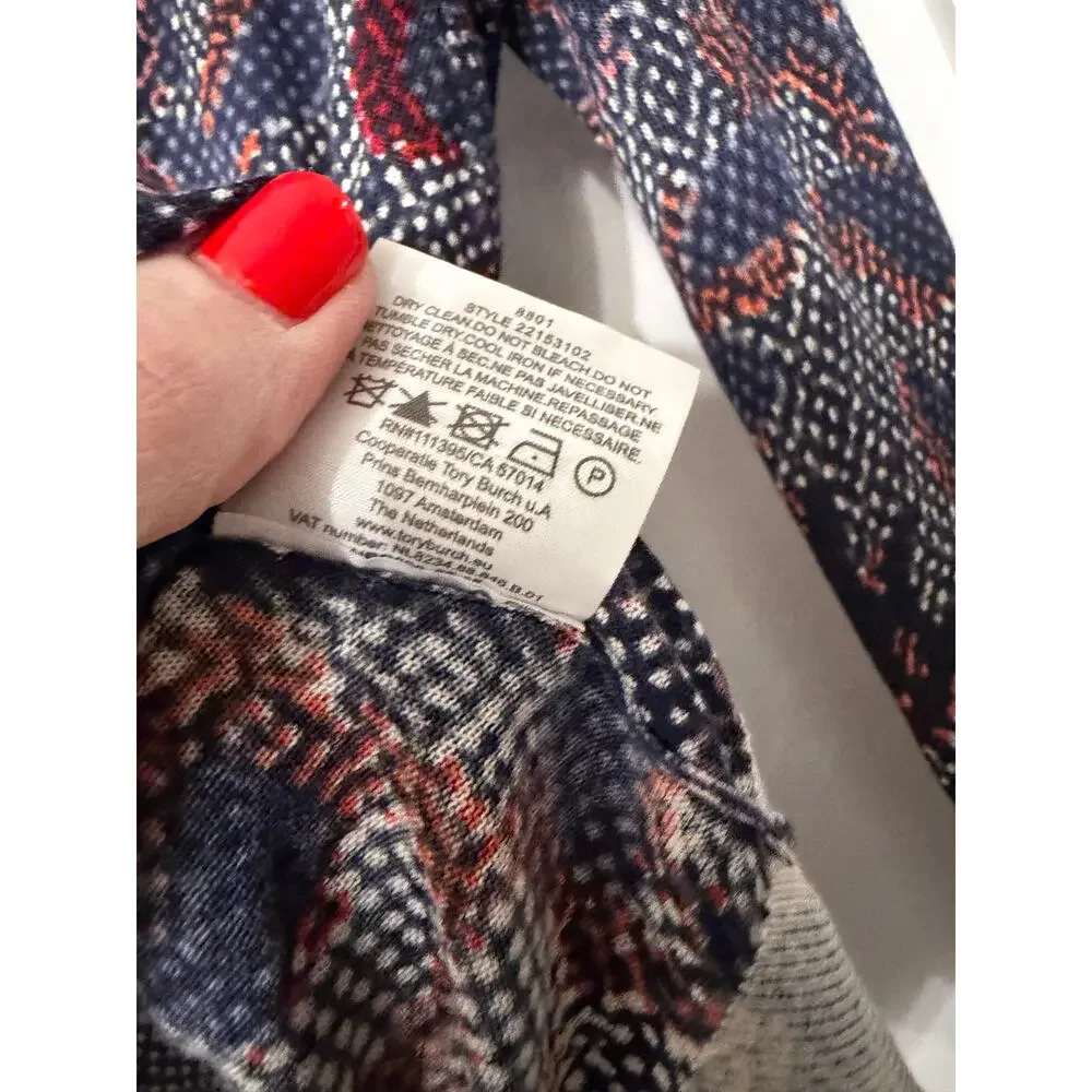 Tory Burch Cardigan navy, red, burnt orange floral print in sz XS